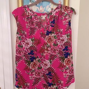 J.Crew | Floral Shell Top - Hot Pink